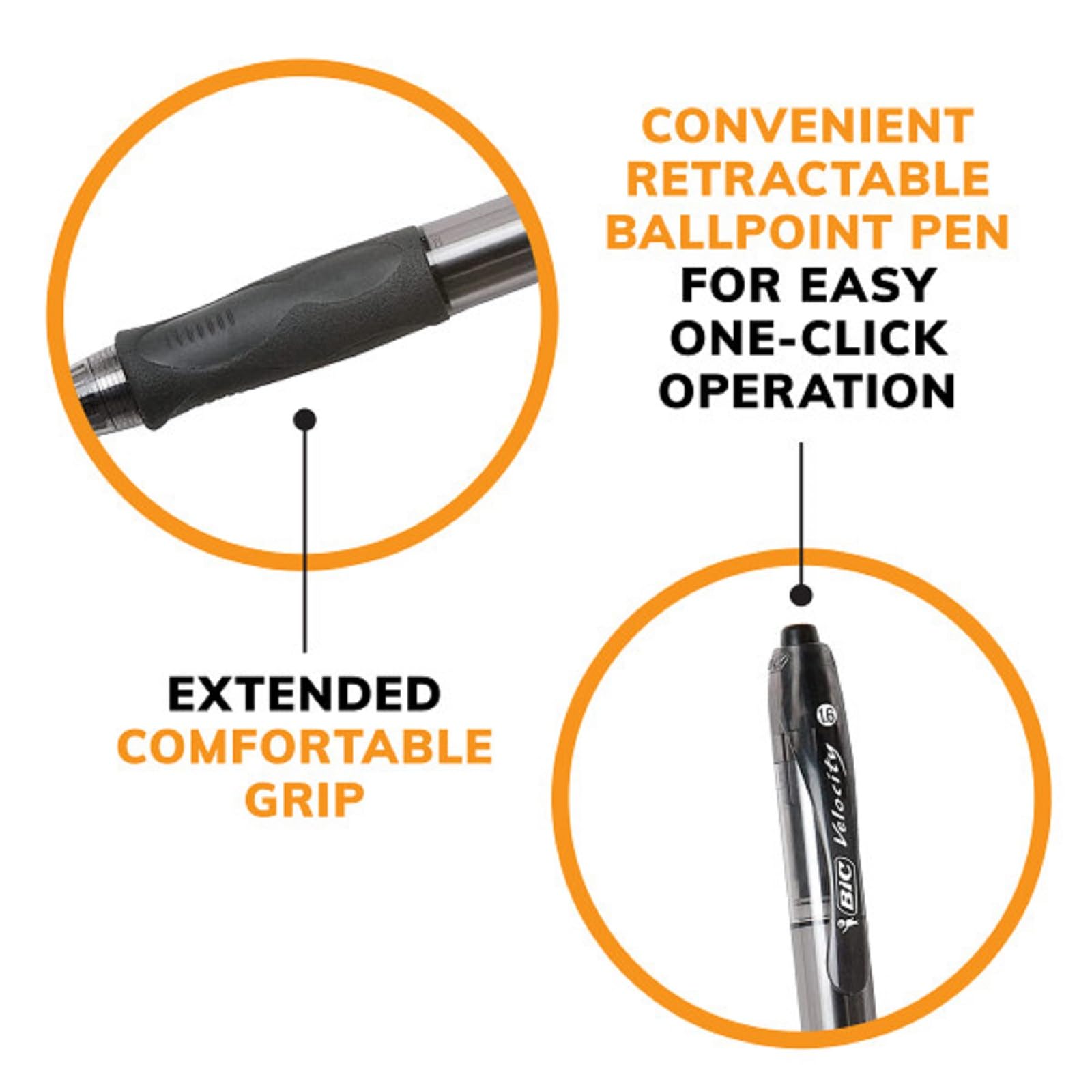 BIC Glide Bold Black Ballpoint Pens, Bold Point (1.6mm), 4-Count Pack, Retractable Ballpoint Pens With Comfortable Full Grip