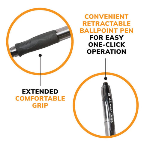 BIC Glide Bold Black Ballpoint Pens, Bold Point (1.6mm), 4-Count Pack, Retractable Ballpoint Pens With Comfortable Full Grip