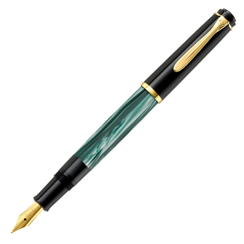 Pelikan Souverän M200 Fountain Pen, Fine Nib, Green Marble, 1 Each (994095)