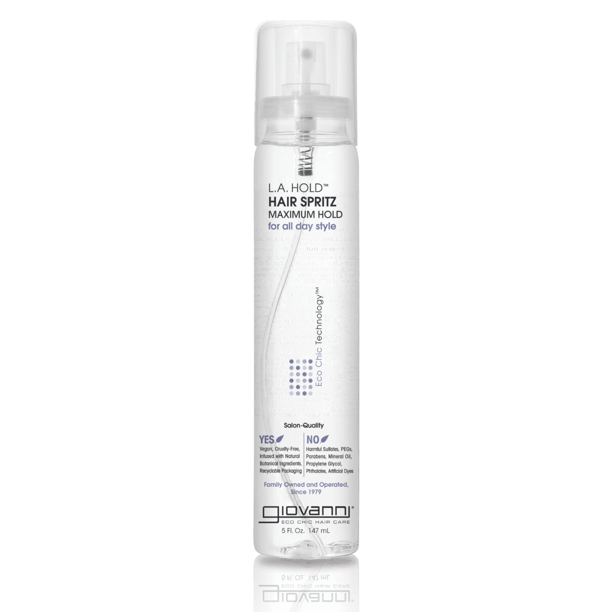 GIOVANNI L.A. Hold Hair Spritz - Maximum Hold Styling Spray, Lightweight, Lauryl & Laureth Sulfate Free - 5 oz