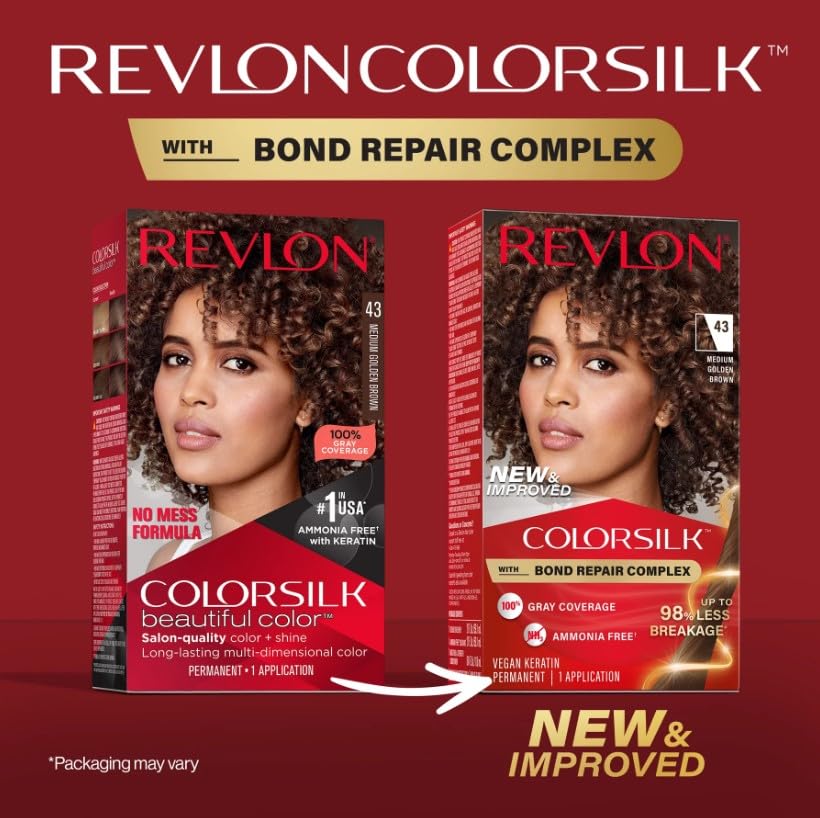 Revlon ColorSilk Hair Color [43] Medium Golden Brown 1 ea (Pack of 6)