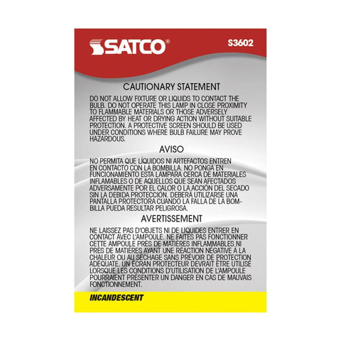 Satco 40R14 Incandescent Reflector, 40W E26 R14 Stubby, Clear Bulb