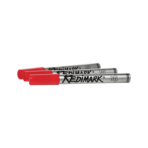 DIXON Industrial RediMark Permanent Markers, Chisel Point, Metal Barrel, Box of 12 Markers, Red (87110)