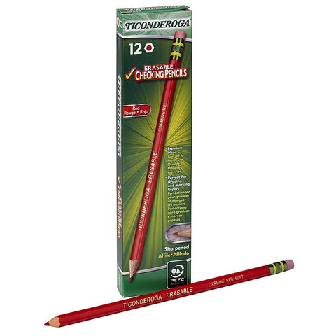 Ticonderoga Erasable Red Checking Pencils 12-Count