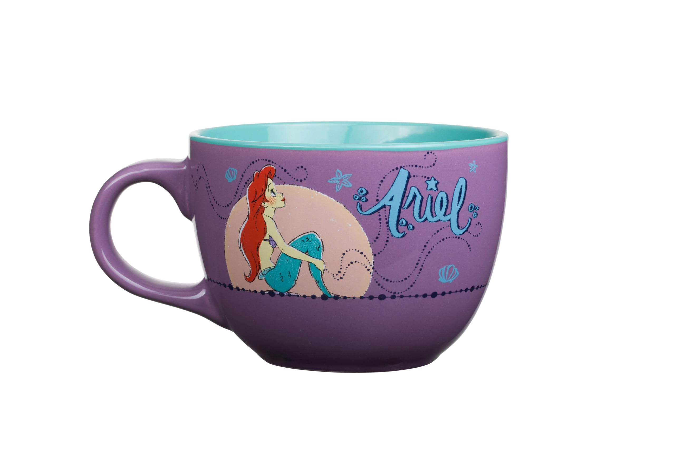Silver Buffalo Disney Princess Little Mermaid Ariel Moonlight Ceramic Soup Mug, 24 Ounces