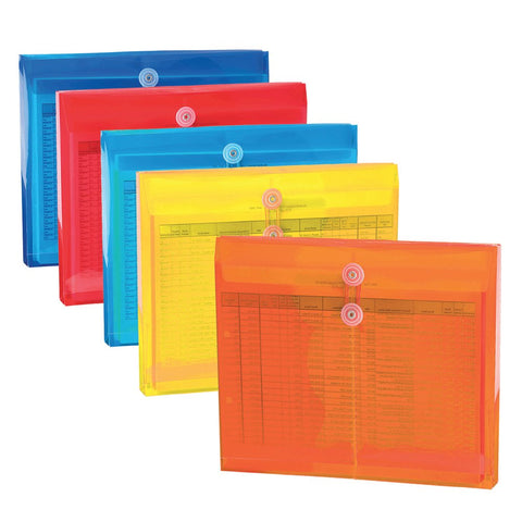 Smead Poly Project Envelope, 1-1/4" Expansion, String-Tie Closure, Side Load, Letter Size, 5 per Pack (89519)