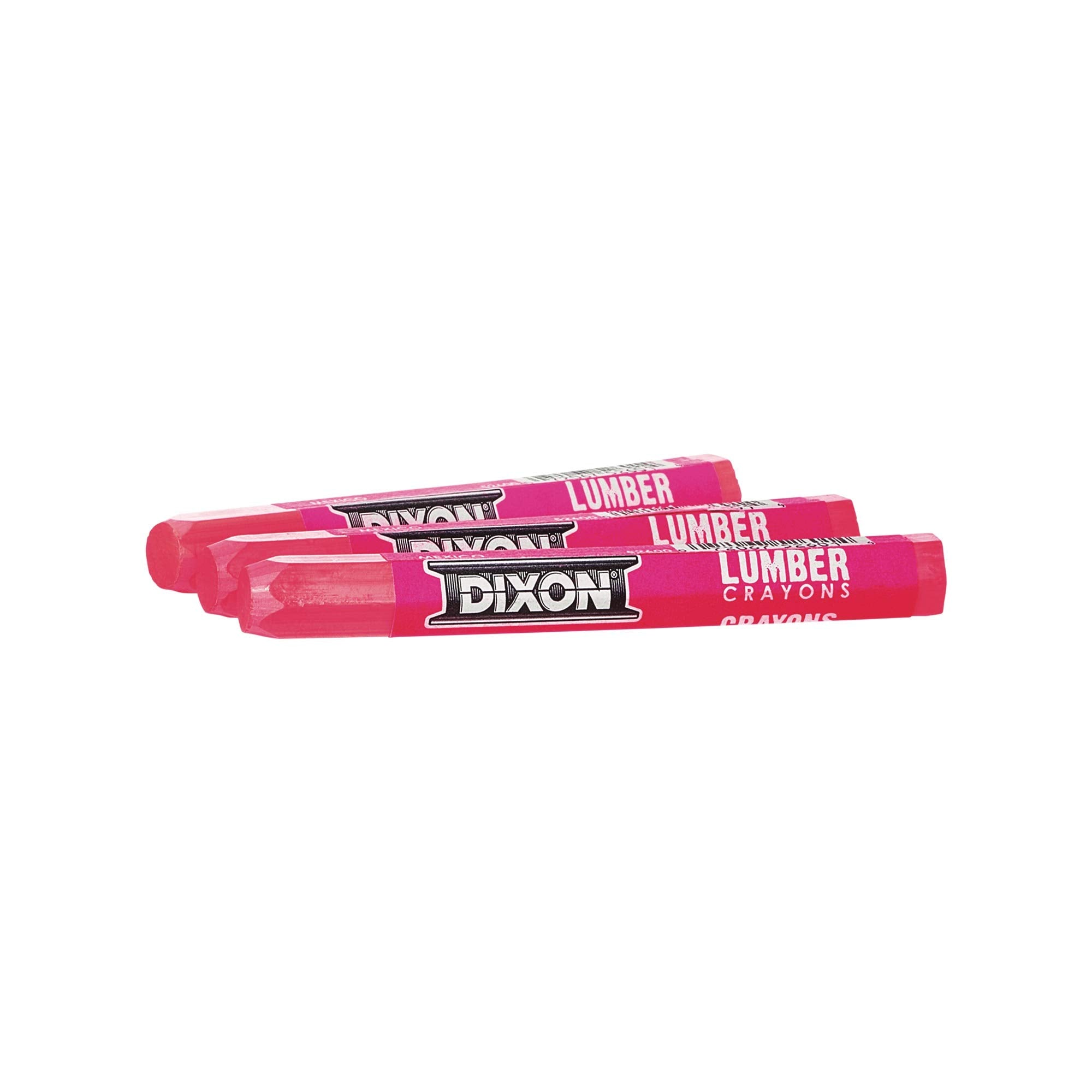 Dixon Industrial Lumber Marking Crayons, 4.5" x 1/2" Hex, Pink, 12-Pack (52600)
