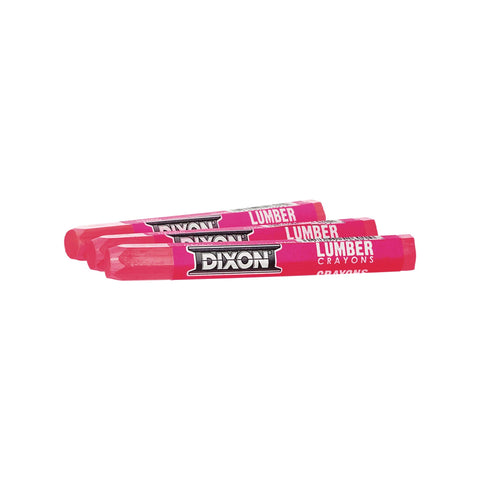 Dixon Industrial Lumber Marking Crayons, 4.5" x 1/2" Hex, Pink, 12-Pack (52600)