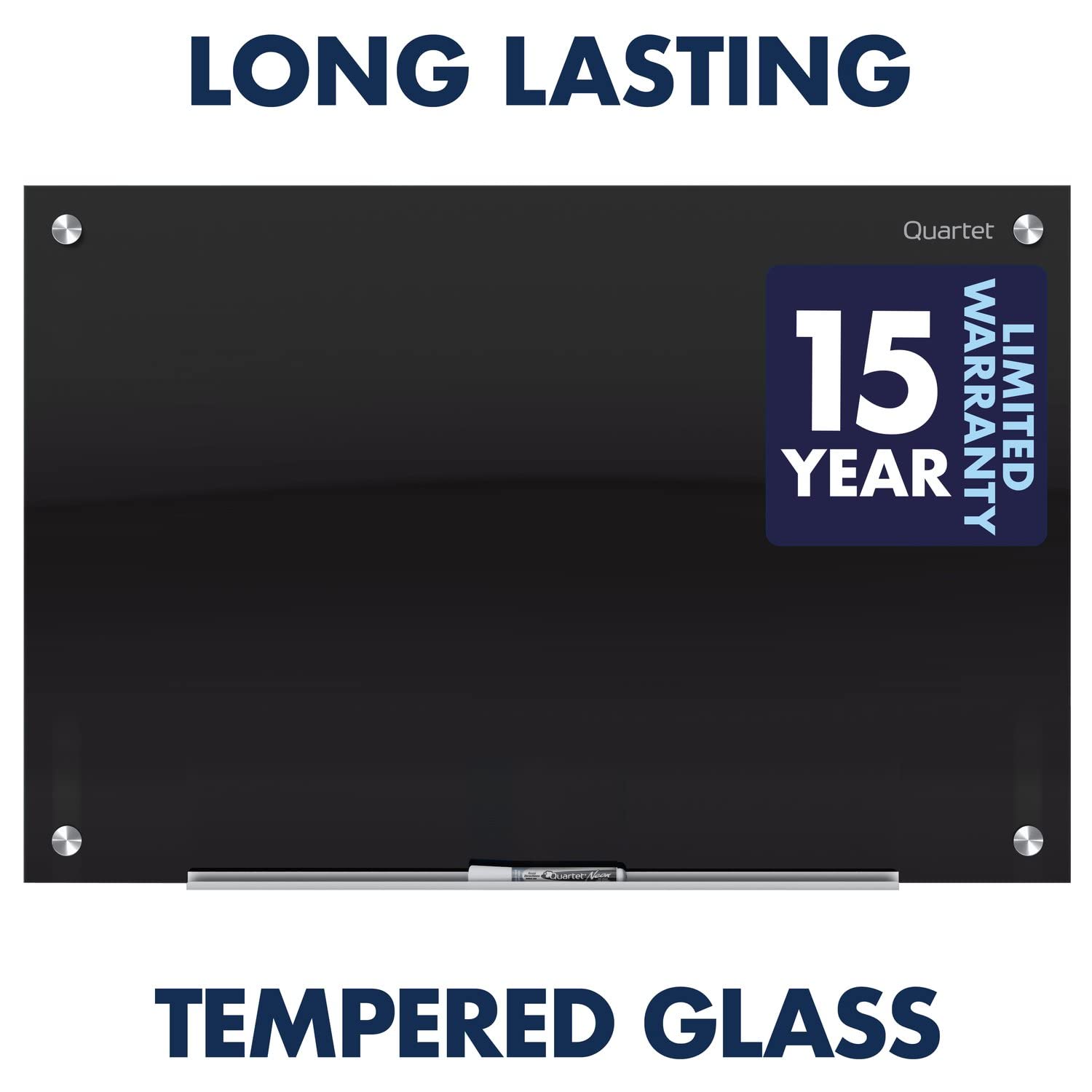 Quartet Magnetic Dry Erase Board, 24" x 18" Glass Whiteboard for Wall, Infinity, Black (G2418B)