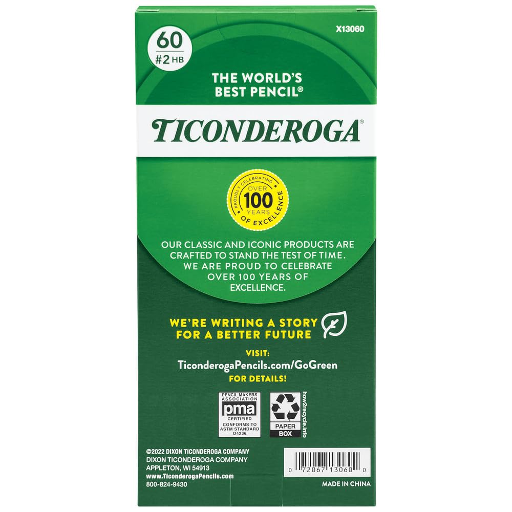 Ticonderoga Wood-Cased Pencils, Pre-Sharpened, 2 HB Soft, Yellow(Pack of 480)
