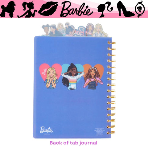 Barbie Tab Journal Notebook, Spiral Bound, 96 Lined Pages, 8 x 7 inches, Purple