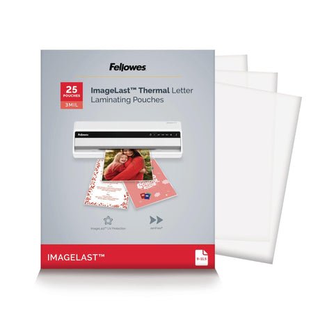Fellowes Thermal Laminating Pouches, ImageLast, Jam Free, Letter Size, 3 Mil, 25 Pack (5200501)