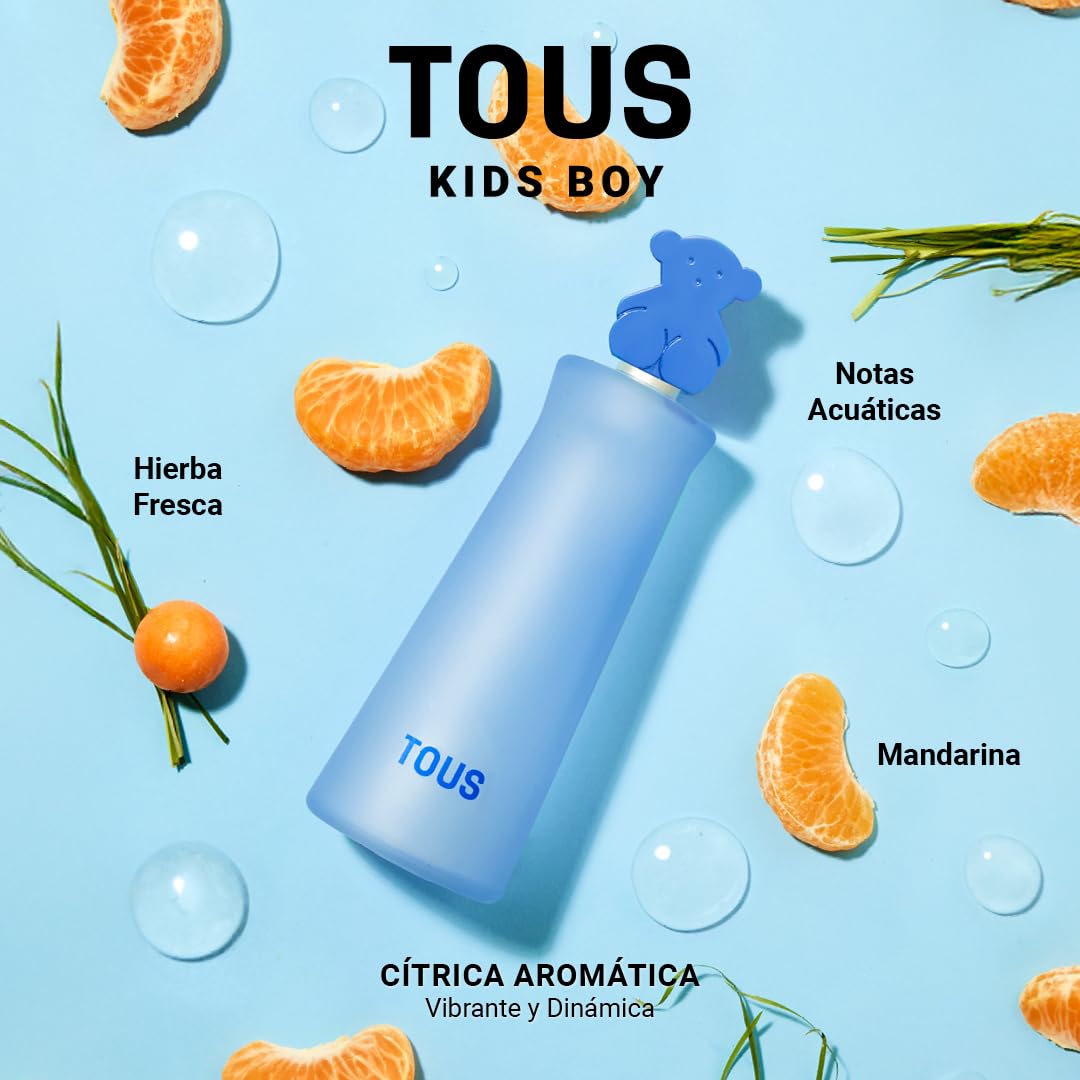TOUS Eau de Toilette for Boys and Girls, Gentle on Children's Sensitive Skin and Ideal for Everyday Use, 3.4 Fl Oz Kids Boy