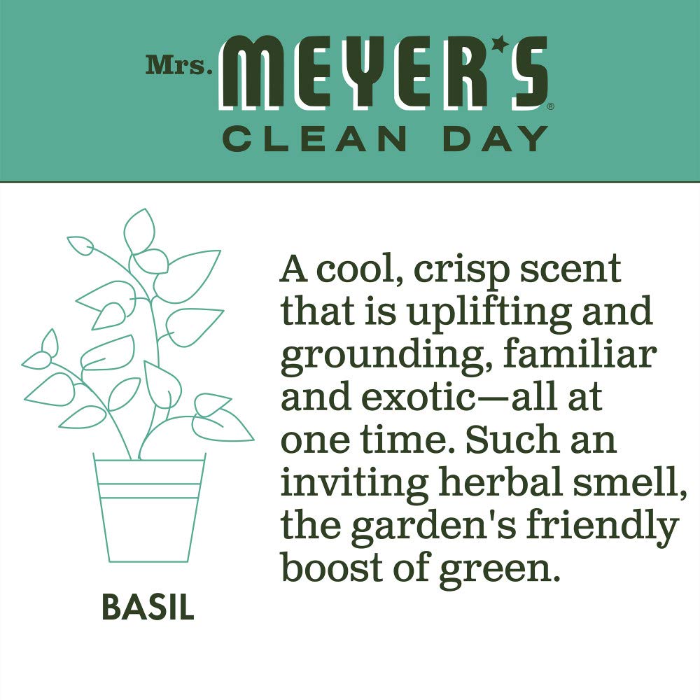 MRS. MEYER'S CLEAN DAY Exfoliating Body Scrub, Sugar Scrub that Leaves Skin Feeling Hydrated & Fresh, Made with Essential Oils, Basil, 8 oz