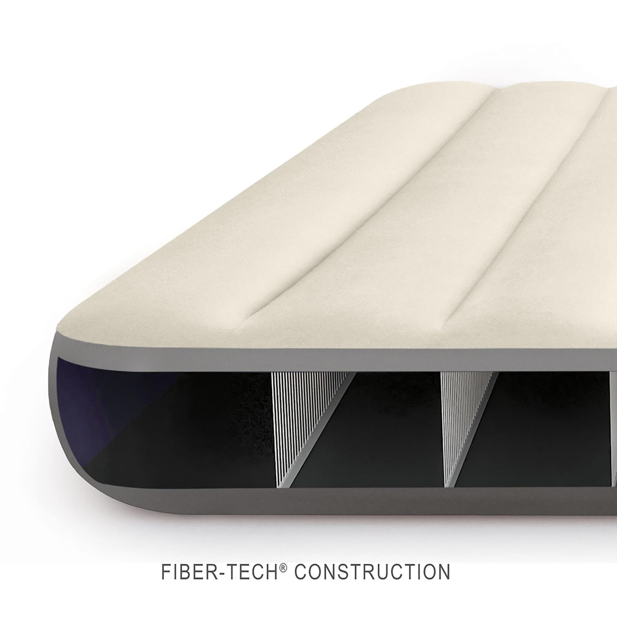 Intex 64102E Dura-Beam Standard Single-High Air Mattress: Fiber-Tech – Full Size – 10in Bed Height – 600lb Weight Capacity – Pump Sold Separately
