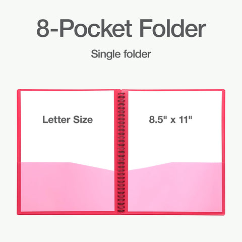 Oxford Poly 8-Pocket Organizer, Letter Size Folder, Durable Translucent Poly, Wire Binding, Holds 200 Sheets, Assorted Colors (Red, Blue, Green and Purple), No Color Choice, 1 Per Pack (5740404)