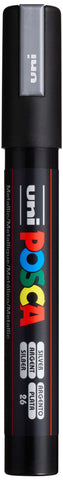uni POSCA PC-5M Water-Based Paint Markers, Reversible Medium Tip (1.8-2.5mm), Silver