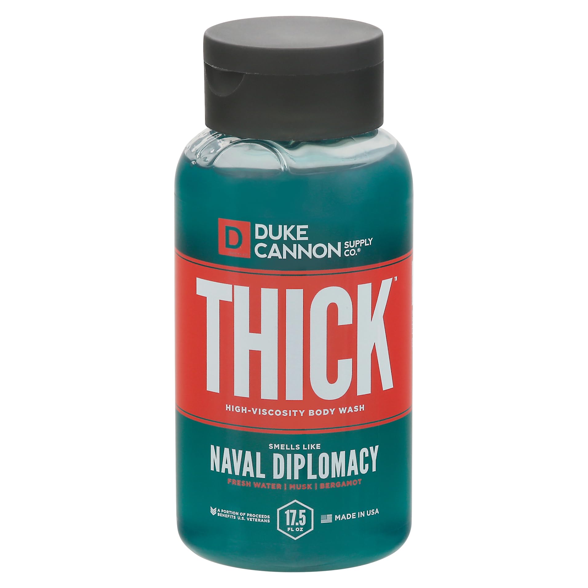 Duke Cannon THICK High-Viscosity Body Wash - Naval Diplomacy Scent, 17.5oz - 3X Thicker, Plant-Based, Mineral-Enriched Body Wash for Men with Aquatic Notes of Fresh Water, Open Air & Bergamot