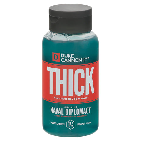 Duke Cannon THICK High-Viscosity Body Wash - Naval Diplomacy Scent, 17.5oz - 3X Thicker, Plant-Based, Mineral-Enriched Body Wash for Men with Aquatic Notes of Fresh Water, Open Air & Bergamot