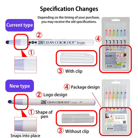 Kuretake CLEAN COLOR DOT Single Mild 6 colors set, Flexible dot tip marker, for Journals, Crafts, Illustration, Lettering, Planners, Made in Japan