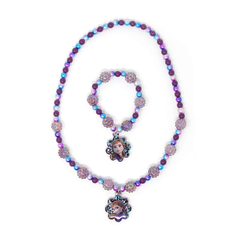 LUV HER Disney Frozen Girls Jewelry Set - Dress Up 3 Piece Toy Jewelry Box Set with Bead Necklace, Bracelet, and Ring - Frozen Play Accessories - Ages 3+