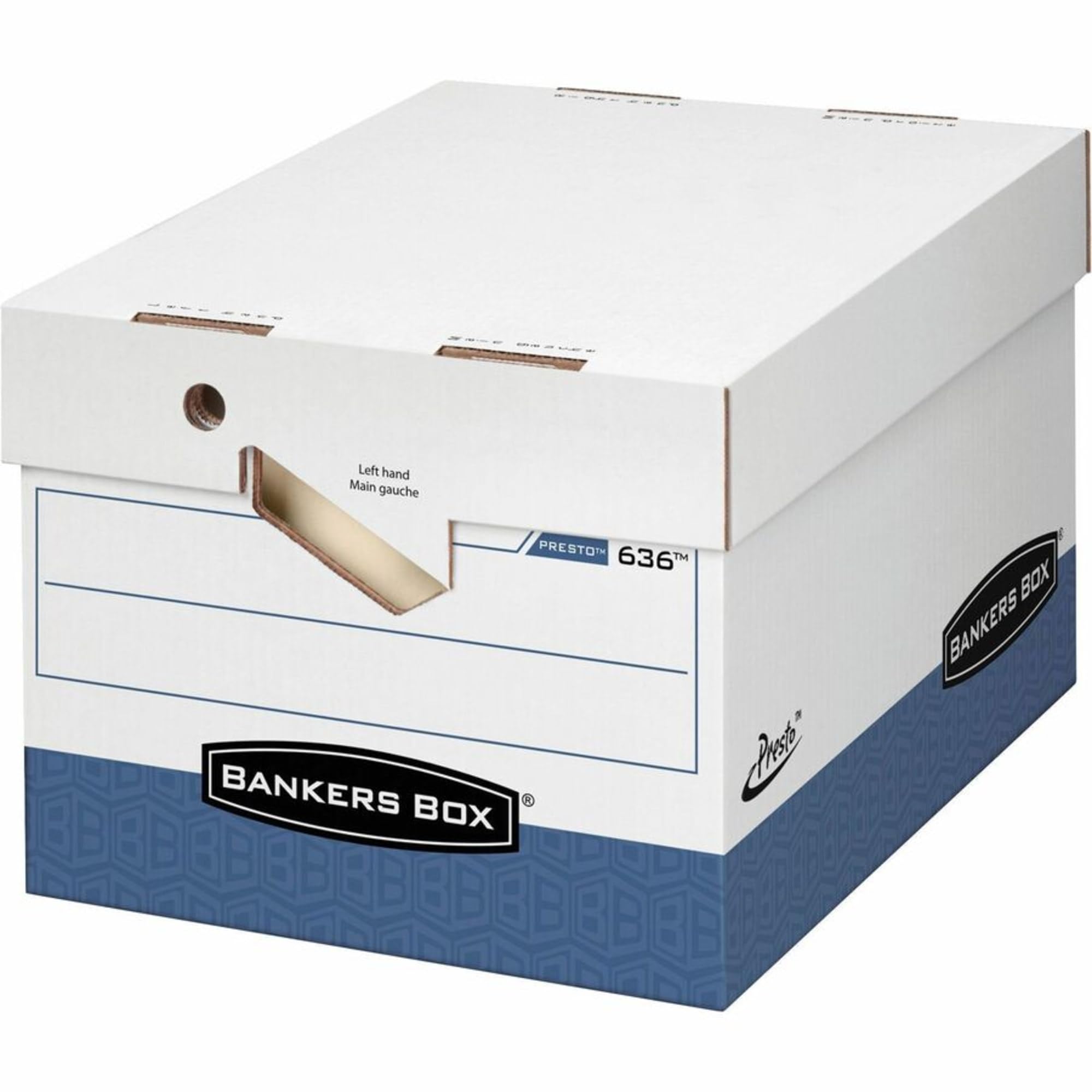 Bankers Box 12-Pack Presto Heavy Duty File Storage Boxes with Lids, Presto Assembly, Letter/Legal, (0063601)