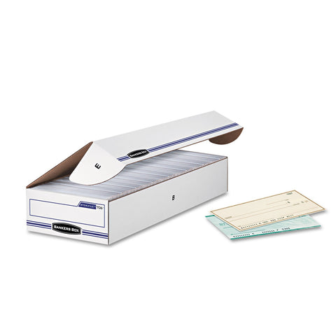 Bankers Box Check Storage Boxes, 12-Pack, Standard Setup, Attached Flip-Top Lid, 4 x 9 x 24 Inches