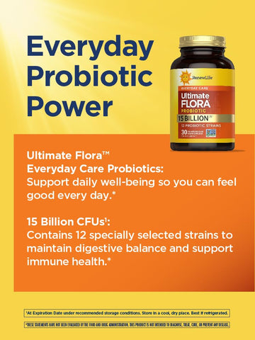 Renew Life Everyday Probiotic Capsules, Daily Supplement Supports Urinary, Digestive and Immune Health, L. Rhamnosus GG, Dairy, Soy and gluten-free, 15 Billion CFU, 30 Count