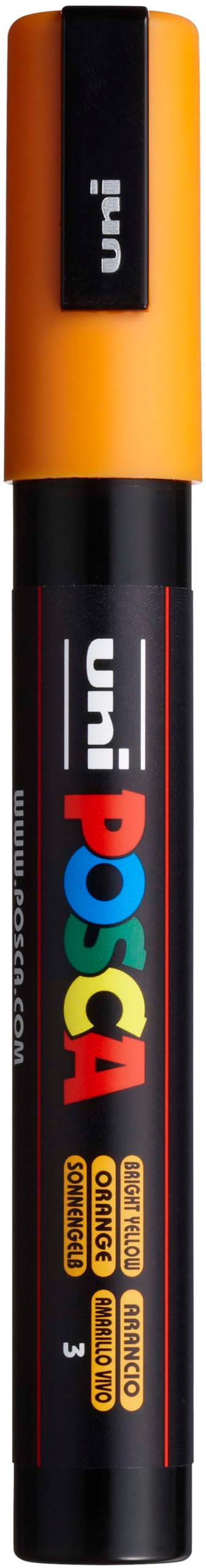 uni POSCA PC-5M Water-Based Paint Markers, Reversible Medium Tip (1.8-2.5mm), Bright Yellow