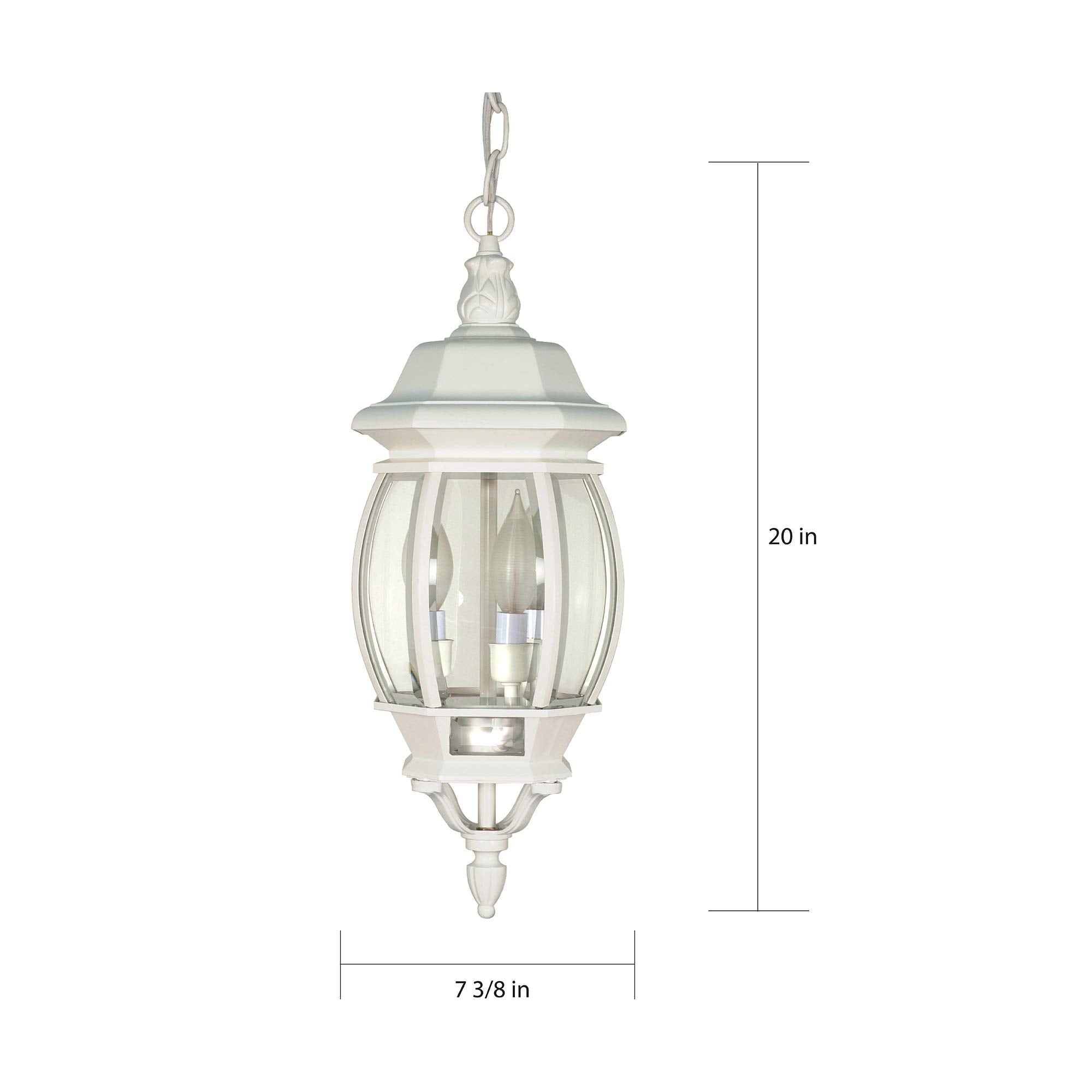 Nuvo Lighting 60/894 Traditional Three Light Hanging Lantern from Central Park Collection in White Finish