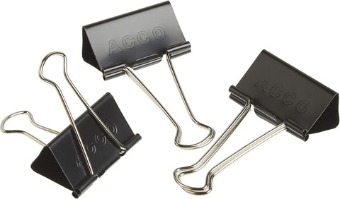ACCO Brands Binder Clips, Large, 1 Box, 12 Clips/Box (72100)