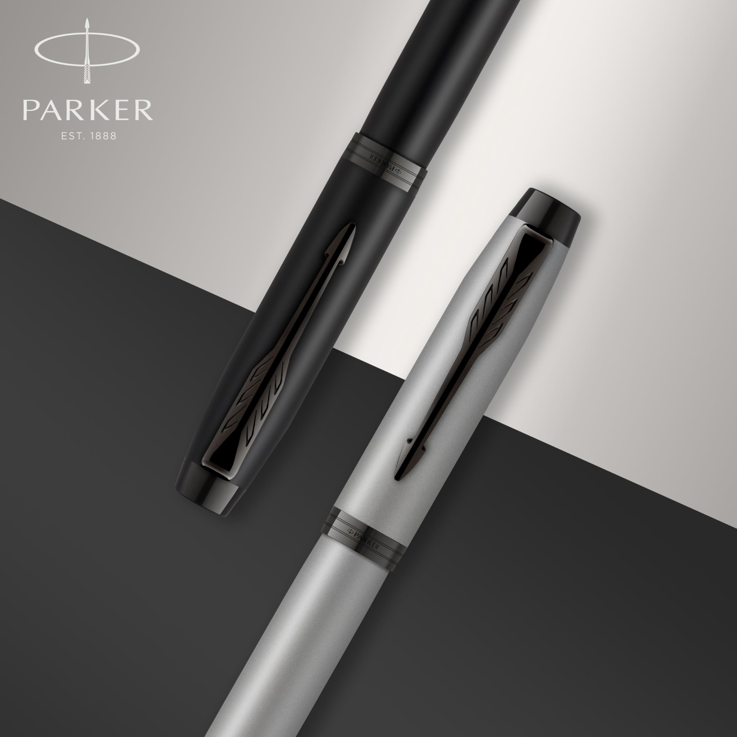 Parker IM Rollerball Pen, Fine Point, Matte Black with Black Trim, Black Ink Refill, Gift Box – Modern Design, Smooth Writing