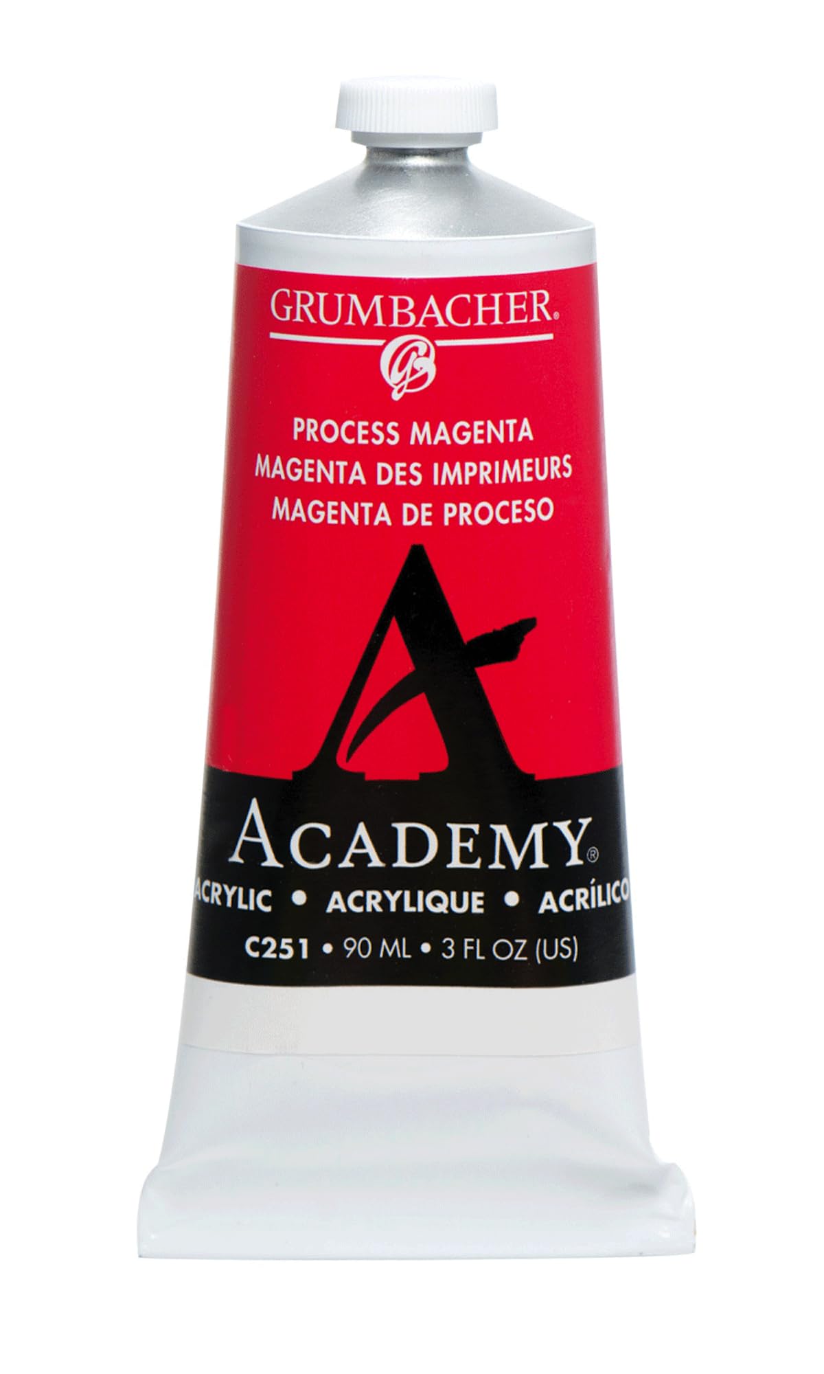 Grumbacher Academy Acrylic Paint, Gloss, 90ml/3 oz Metal Tube, Process Magenta