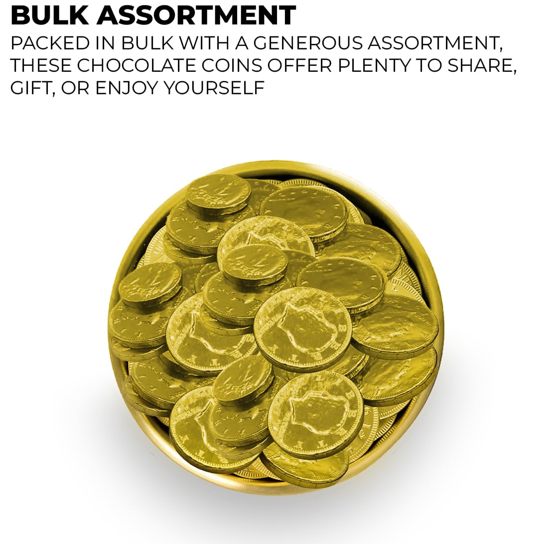 Set of 18 Assorted Chocolate Coins – Realistic Gold Foil Wrapped Quarters & Kennedy Half Dollar Candy Treats – For St Patrick's Day, Easter, Halloween, Classrooms, Scavenger Hunts & More!