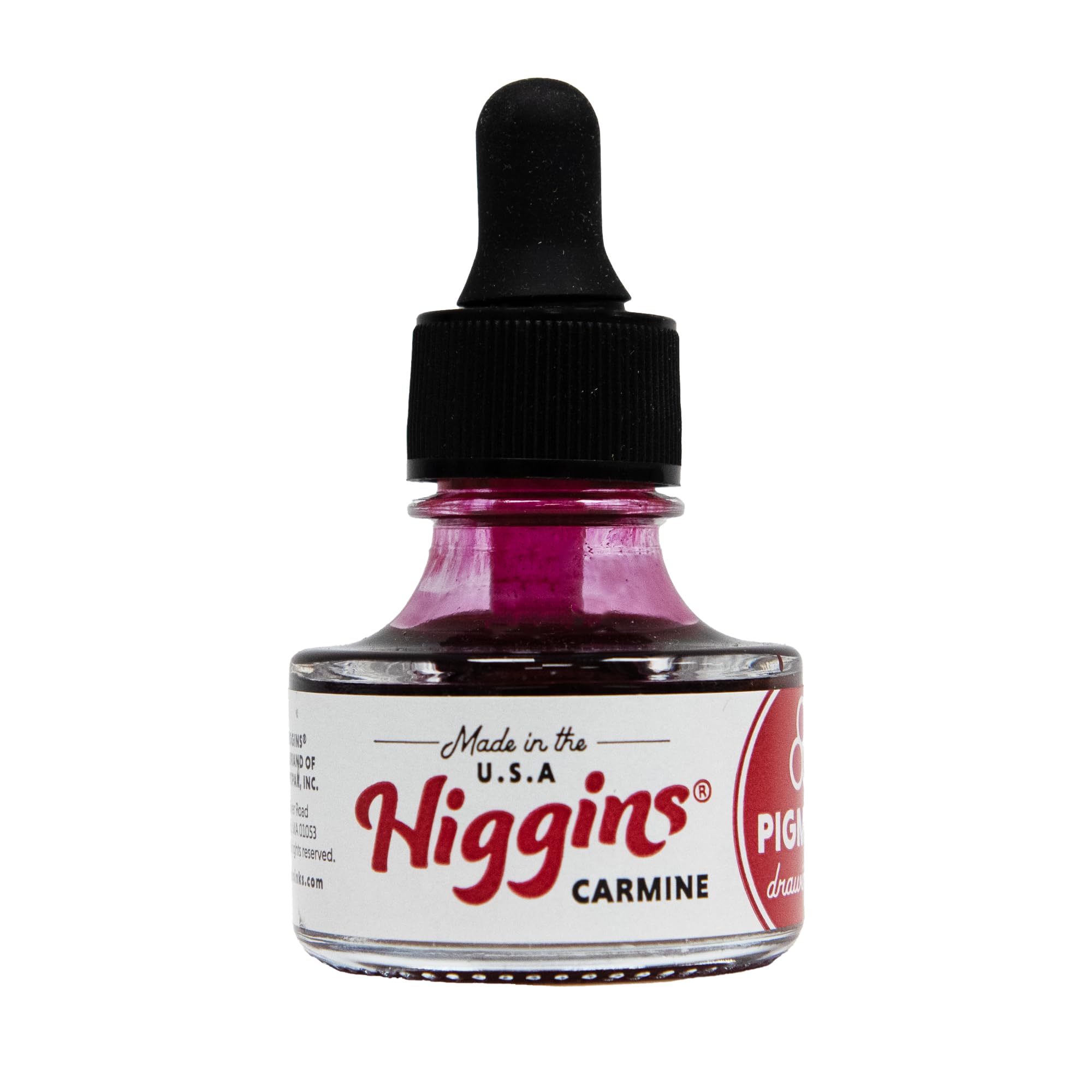 Higgins Carmine Pigmented Drawing Ink - for Artists and Students - 1 oz. Glass Bottle (HIG44655)