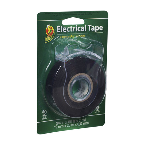 Duck Brand Professional Electrical Tape, 0.75-Inch by 66-Feet, Single Roll with Dispenser, Black (299023)