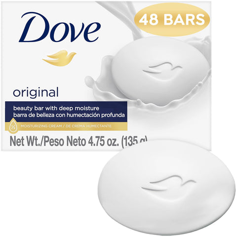 Dove Soap, Original Beauty Bar 48-Pack – 3-in-1 Moisturizing Face, Body & Hand Soap, 4.75 Oz Ea