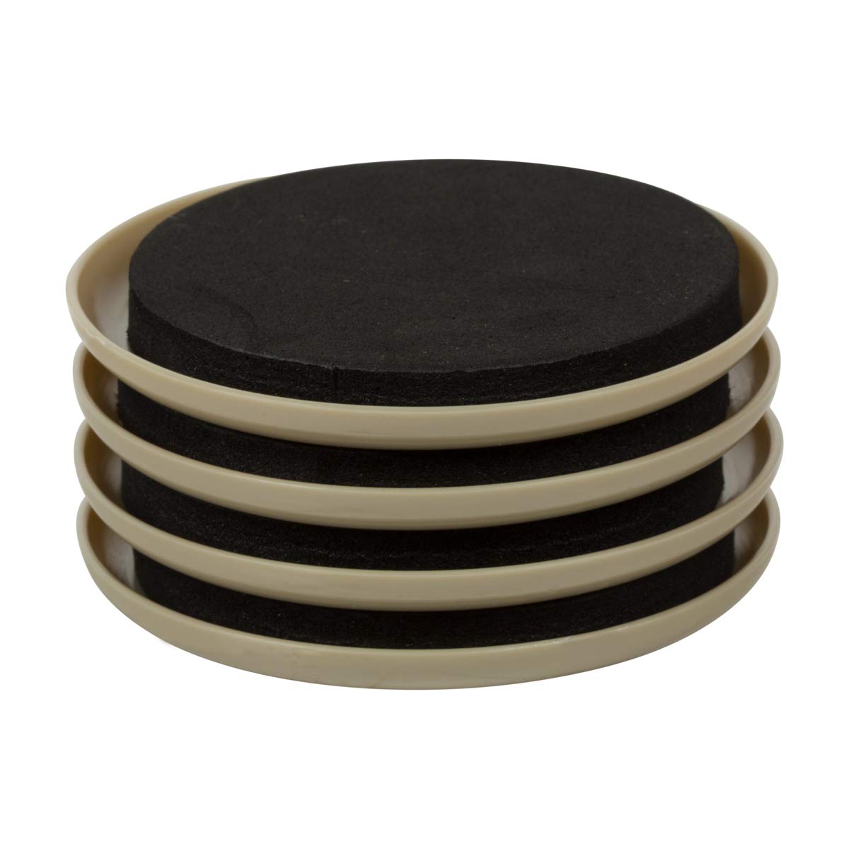 Duck Brand Plastic Carpet Furniture Sliders, 3.5 inch Width, Round, 4 Pack, Brown (284857)
