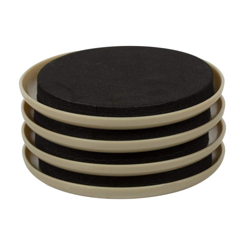 Duck Brand Plastic Carpet Furniture Sliders, 3.5 inch Width, Round, 4 Pack, Brown (284857)
