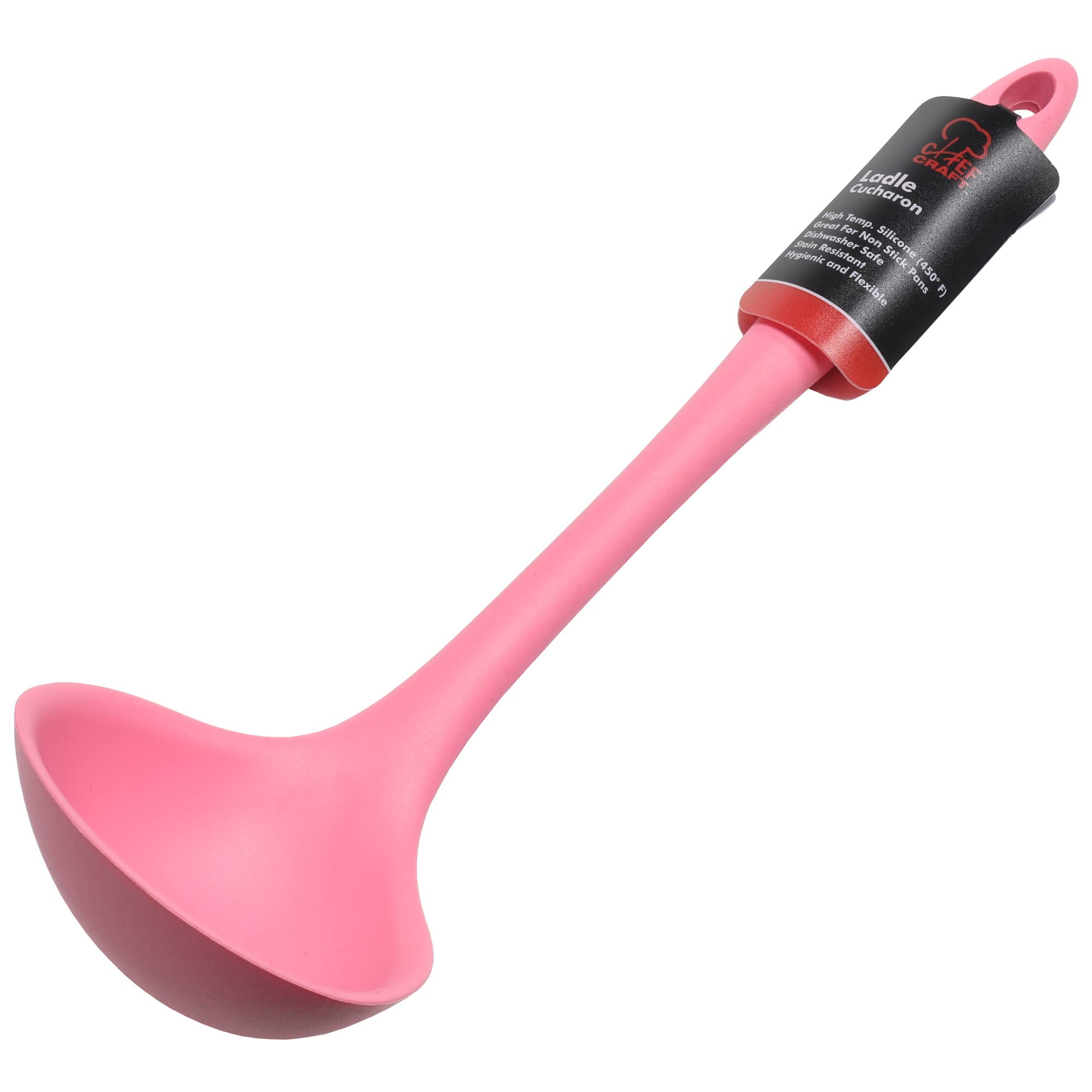 Chef Craft Premium Silicone Cooking Ladle, 11.25 inch, Pink