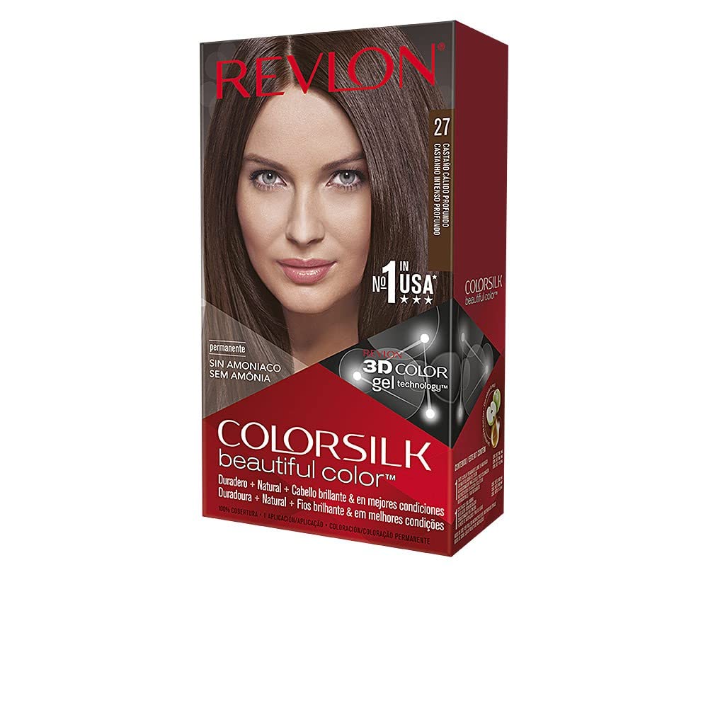 Revlon Permanent Hair Color, Permanent Hair Dye, Colorsilk with 100% Gray Coverage, Ammonia-Free, Keratin and Amino Acids, 27 Deep Rich Brown, 4.4 Oz (Pack of 1)
