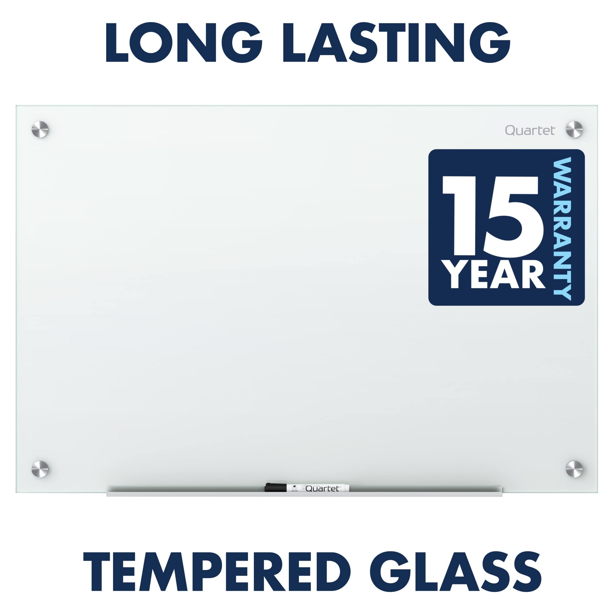 Quartet Dry Erase Board, Glass Whiteboard 72"W x 48"H, Non-Magnetic, Infinity, White (G7248NMW)