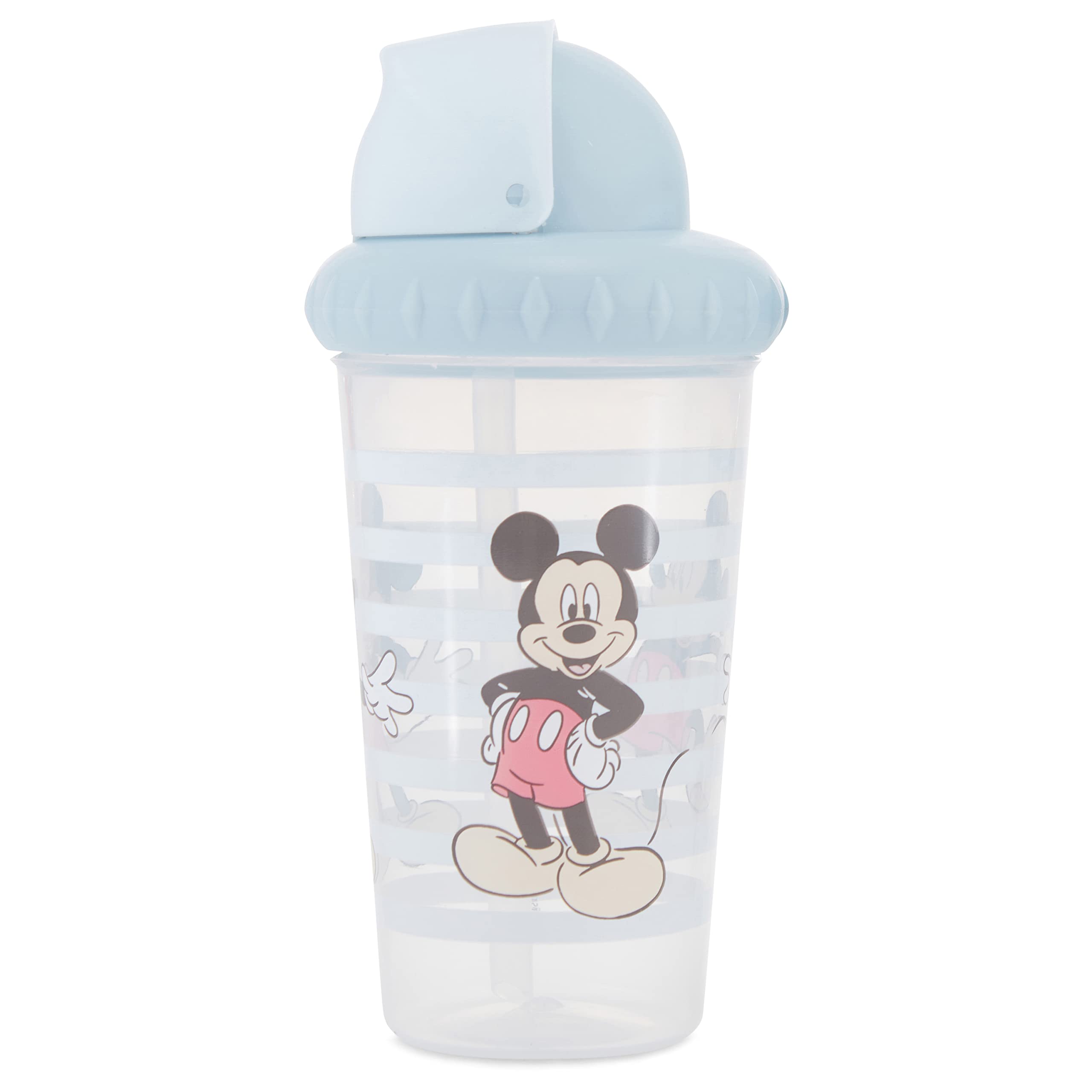 Disney Toddler Sippy Cups for Boys and Girls | 10 Ounce Sippy Cup Pack of Two with Straw and Lid | Durable Blue Leak Proof Travel Water Bottle for Toddlers