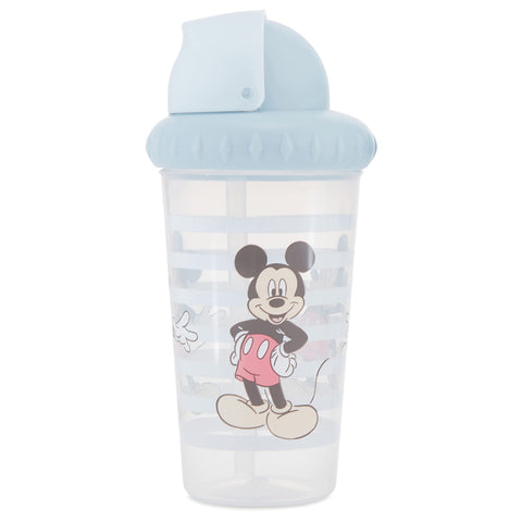 Disney Toddler Sippy Cups for Boys and Girls | 10 Ounce Sippy Cup Pack of Two with Straw and Lid | Durable Blue Leak Proof Travel Water Bottle for Toddlers