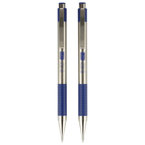 Zebra Pen G-301 Retractable Gel Pen, 0.7mm Medium Point, Stainless Steel Barrel, Textured Grip, Easy Glide Ink Provides a Smooth and Skipless Writing Experience, Blue Ink, 2-Pack (41322)