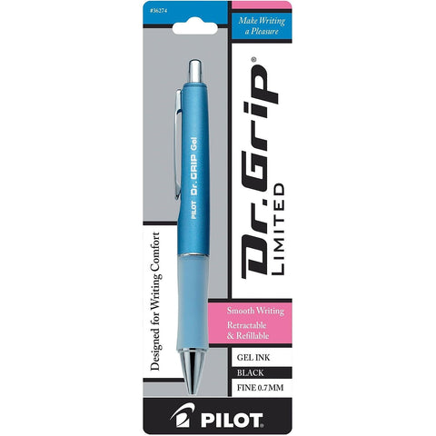 PILOT Dr. Grip Limited Refillable & Retractable Gel Pen, Fine Point, Assorted Barrel, Black Ink, Single Pen (36274)