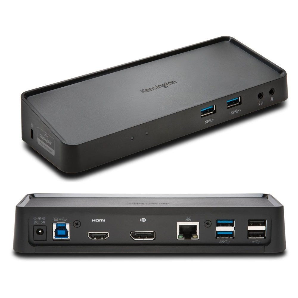 Kensington USB 3.0 Dual Display Docking Station, Dual 2K at 60Hz, 85W PD, Compatible with MacBook M1/M2/M3/M4, Windows, and Surface Laptops (K33997WW) Black