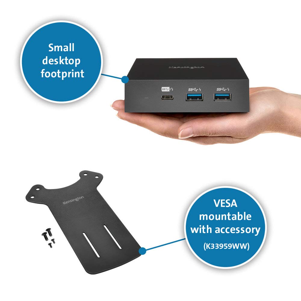 Kensington SD2000P USB-C Docking Station for Ipad Pro, Windows Laptops, Surface, MacBooks and Chromebooks - Single 4K video, 135W (K38260NA)