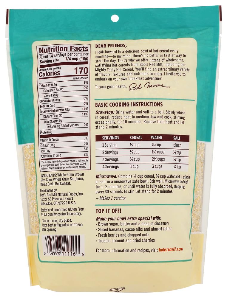Bob's Red Mill Gluten Free Mighty Tasty Hot Cereal, 24oz (Pack of 1) - Vegan, Whole Grain, Kosher