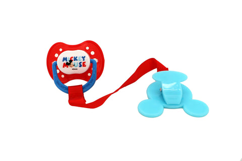 Disney Cudlie Mickey Mouse Baby Boy 4 Pack of 2 Pacifiers & 2 Clips with Old Time Mickey Print